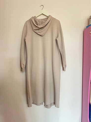xl Beden Refka Kapüşonlu Uzun Pudra Sweatshirt