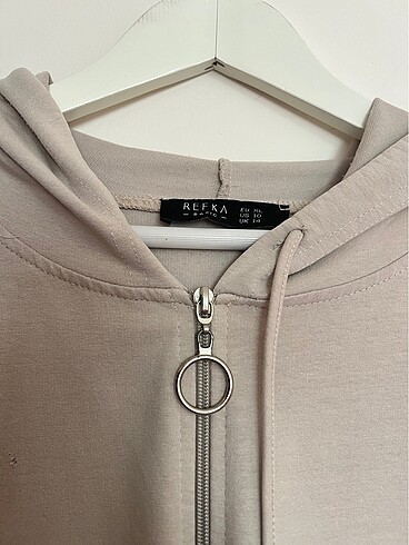 Refka Tesettür Giyim Refka Kapüşonlu Uzun Pudra Sweatshirt