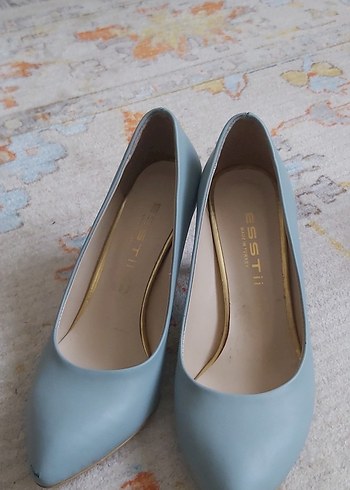 Mavi Pastel Tokalı Stiletto Topuklu Kadın Ayakkabı - Görsel 3