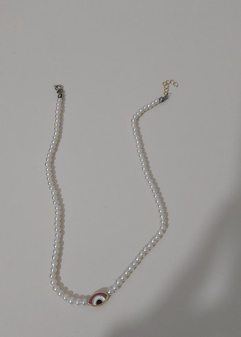 Beyaz Boncuklu Midi Kolye - Görsel 2