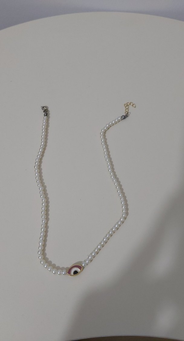 Beyaz Boncuklu Midi Kolye - Görsel 2