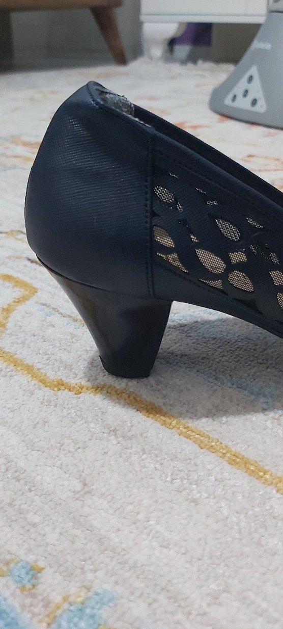 Klasik Lacivert Dantel Topuklu Kadın Ayakkabı - Görsel 3