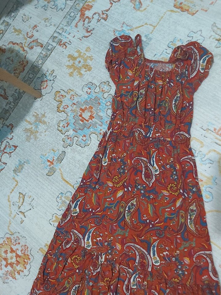 Uzun, Renkli, Bohem Günlük Elbise - Görsel 2