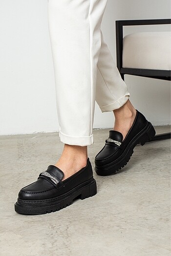 38 Beden Kadın siyah loafer