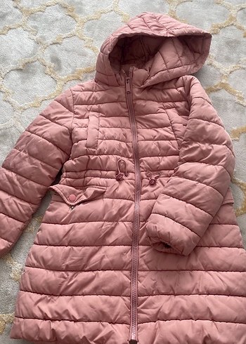Kızlar için Kapüşonlu Pembe Sıcak Mont