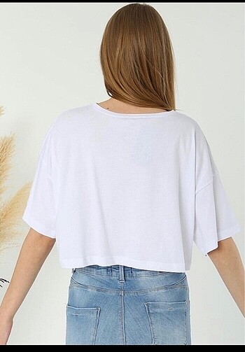 l Beden beyaz Renk Bol crop