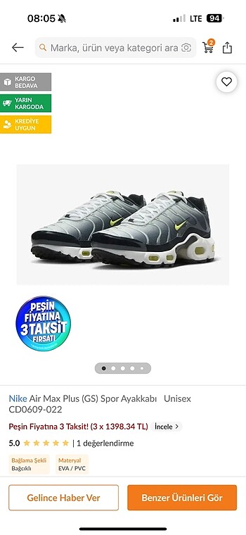 37,5 Beden Nike Spor Ayakkabı