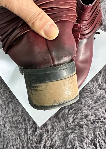 Bordo Deri Tokalı Kadın Botu - Görsel 3