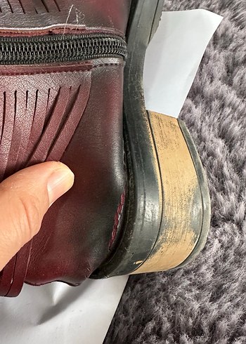 Bordo Deri Tokalı Kadın Botu - Görsel 4