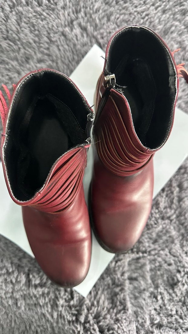 Bordo Deri Tokalı Kadın Botu - Görsel 2