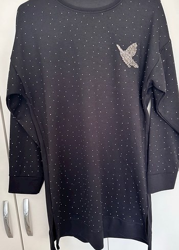 Siyah Uzun Kollu Payetli Kadın Tunik - Görsel 2