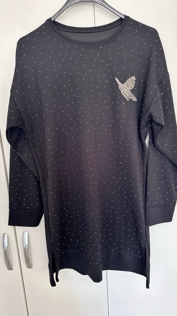 Siyah Uzun Kollu Payetli Kadın Tunik - Görsel 2