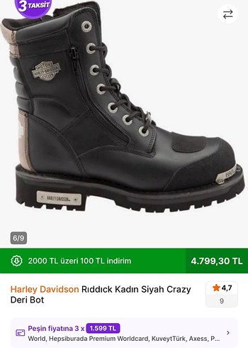 Harley Davidson Siyah Deri 38 bayan bot - Görsel 7