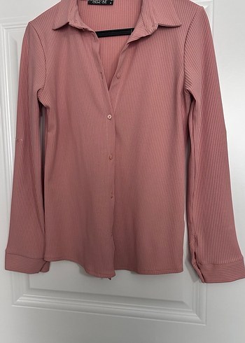 Pembe Düğmeli Uzun Kollu Kadın Gömlek - Görsel 4