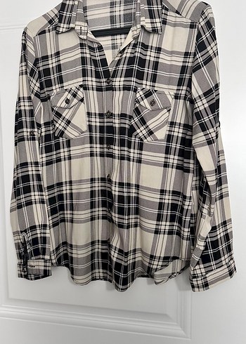Düğmeli Ekose Gömlek Kadın - Görsel 3