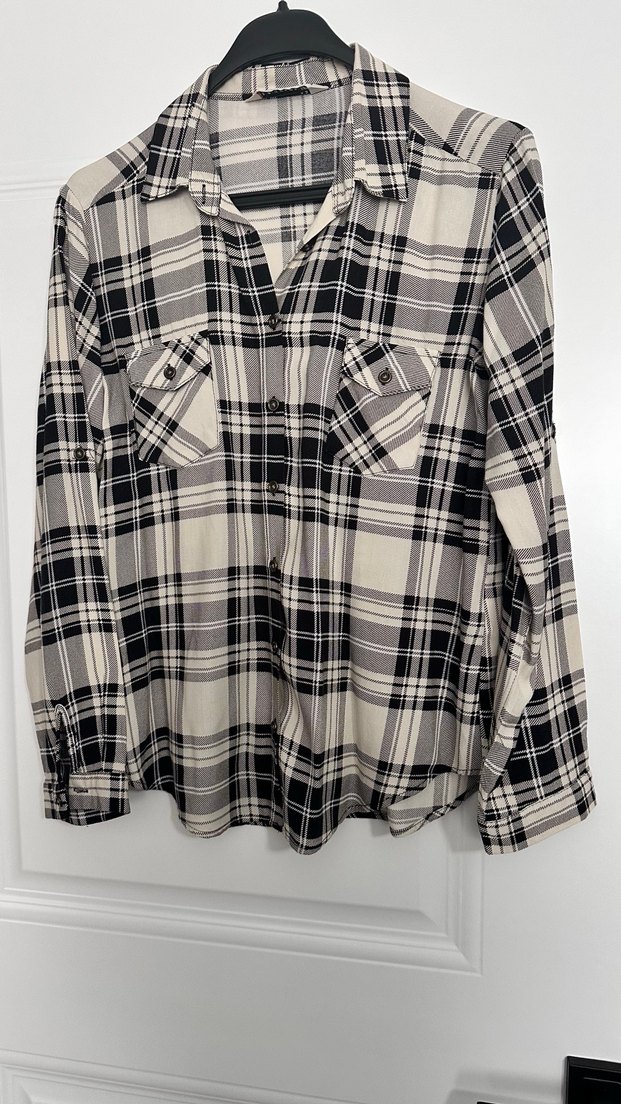 Düğmeli Ekose Gömlek Kadın - Görsel 3