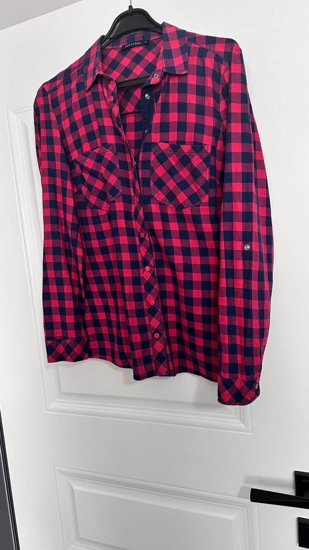 Düğmeli Pembe Ekose Kadın Gömlek - Görsel 4