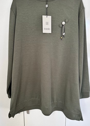 Kadın Haki Uzun Kollu Pamuklu Tunik - Görsel 4