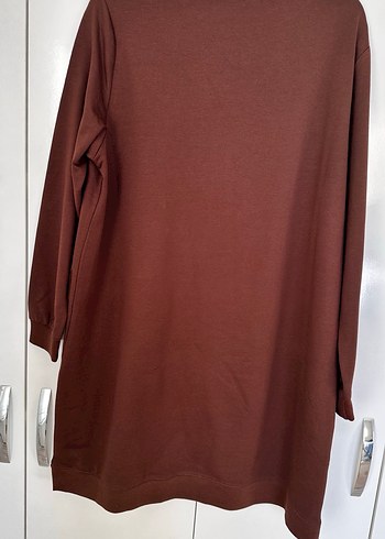 Koyu Kahverengi Nakışlı Uzun Kollu Kadın Tunik - Görsel 3
