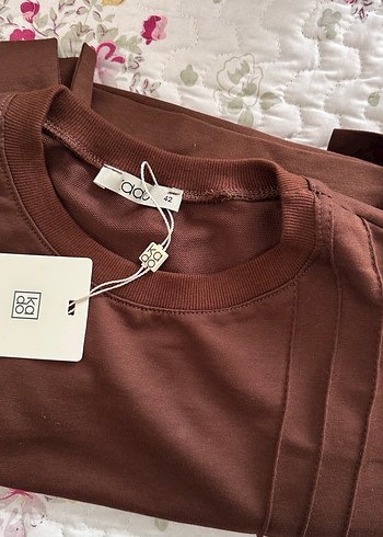 Koyu Kahverengi Nakışlı Uzun Kollu Kadın Tunik - Görsel 5