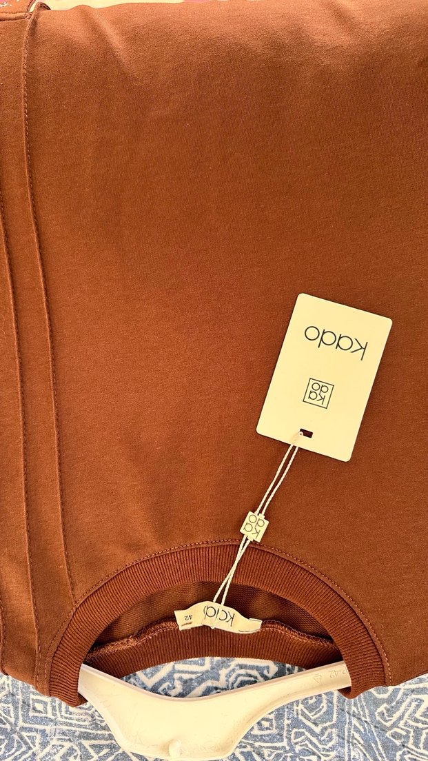 Koyu Kahverengi Nakışlı Uzun Kollu Kadın Tunik - Görsel 4