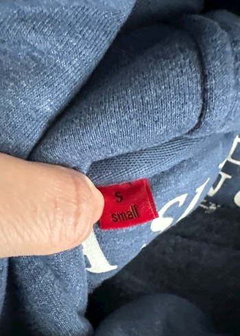 Kadın Mavi Kapüşonlu Triko Sweatshirt - Görsel 3