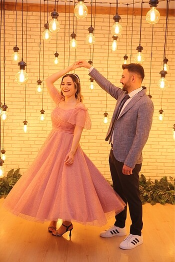m Beden pembe Renk Nişan elbisesi