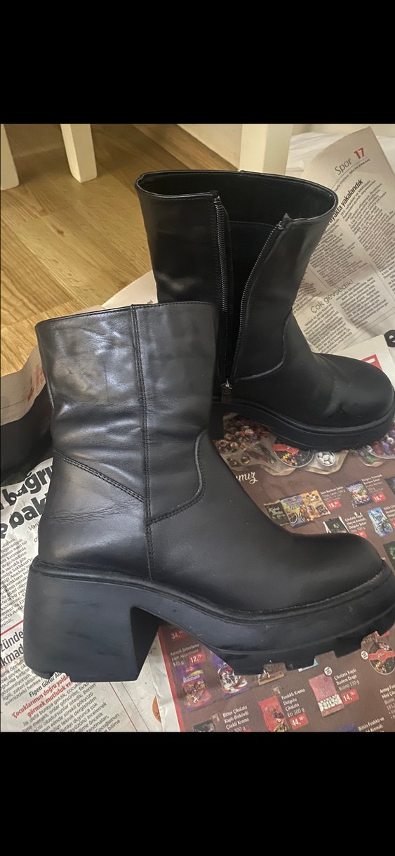 Elle Shoes Siyah Deri Kadın Günlük Bot - Görsel 2