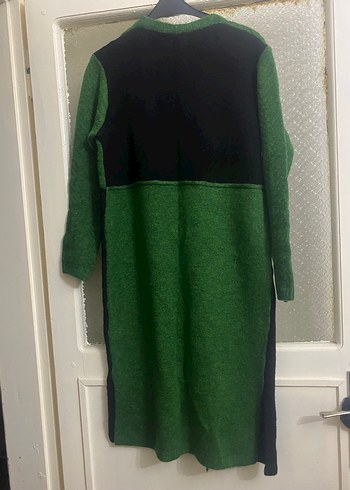 Yeşil Siyah Uzun Örgü Hırka 38 40 beden için uygundur - Görsel 2