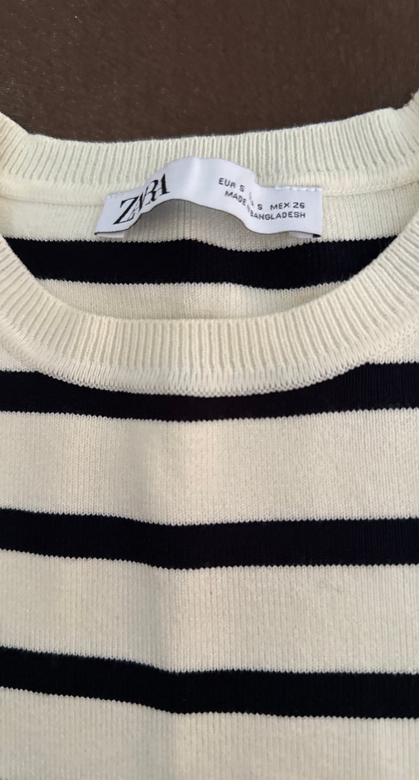 Kısa Kollu Fitilli Çizgili Kadın Tişört - Görsel 2