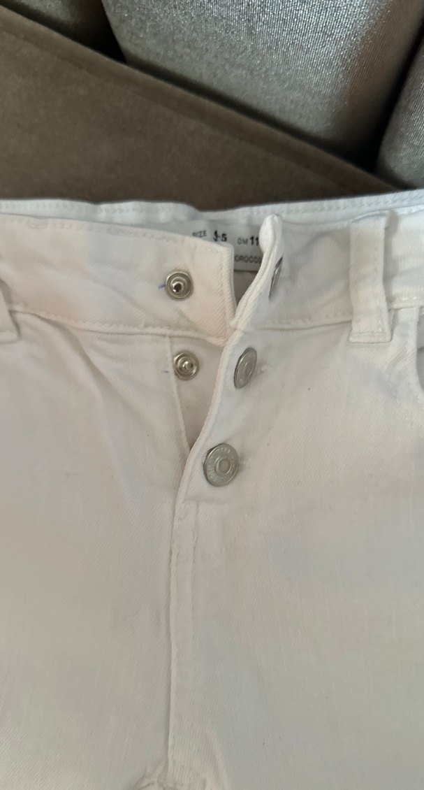 Düğmeli Beyaz Kkız çocuk Kot Pantolon - Görsel 3