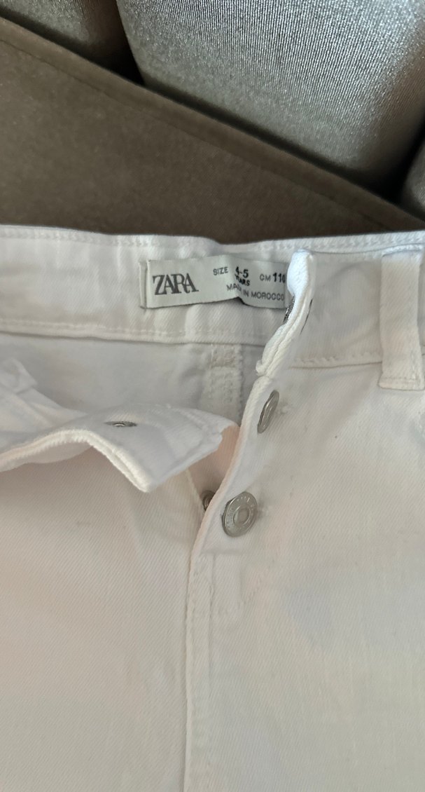 Düğmeli Beyaz Kkız çocuk Kot Pantolon - Görsel 2