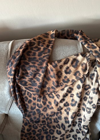 Leopar Desenli Uzun Bohem Elbise - Görsel 5