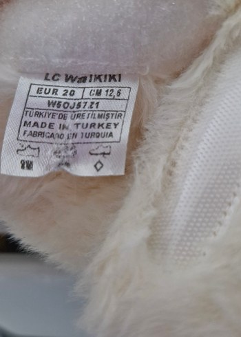 Kız Çocuk Beyaz Nakışlı Peluş Ev Terliği - Görsel 4