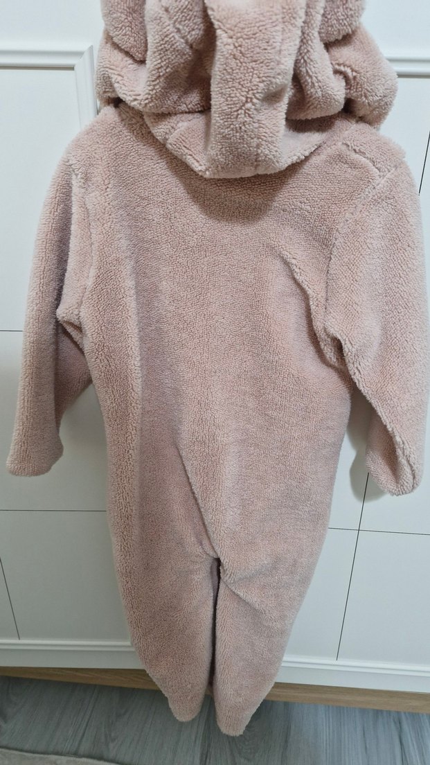 Kız Çocuk Pembe Kapüşonlu Polar Bornoz - Görsel 3