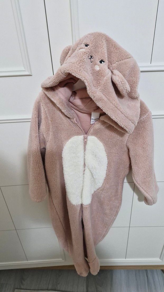 Kız Çocuk Pembe Kapüşonlu Polar Bornoz - Görsel 2