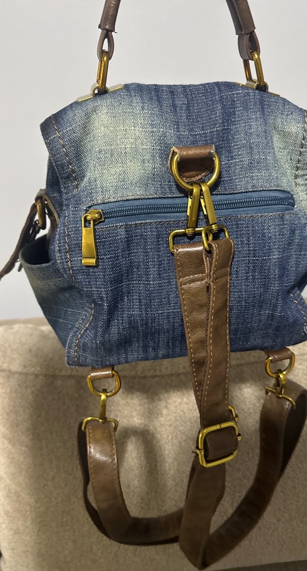 Kadın Kot Kumaş Fermuarlı Bohem Çanta - Görsel 2