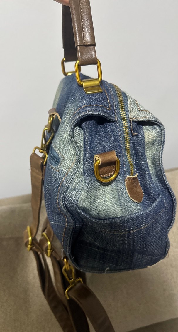 Kadın Kot Kumaş Fermuarlı Bohem Çanta - Görsel 4