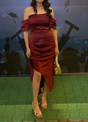 s Beden bordo Renk Mooi butik elbise