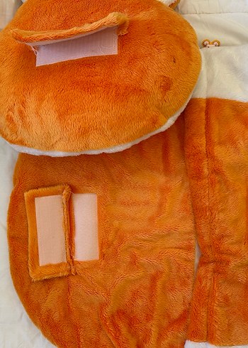 Nakışlı Turuncu Ayıcık Yastık ve Battaniye Seti - Görsel 5