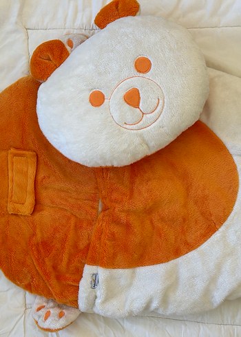 Nakışlı Turuncu Ayıcık Yastık ve Battaniye Seti - Görsel 2