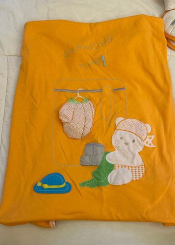 Nakışlı Turuncu Ayıcık Yastık ve Battaniye Seti - Görsel 6