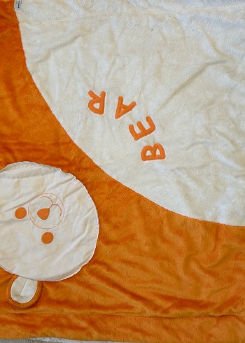 Nakışlı Turuncu Ayıcık Yastık ve Battaniye Seti - Görsel 3