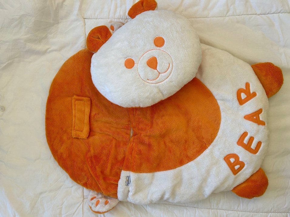 Nakışlı Turuncu Ayıcık Yastık ve Battaniye Seti - Görsel 2