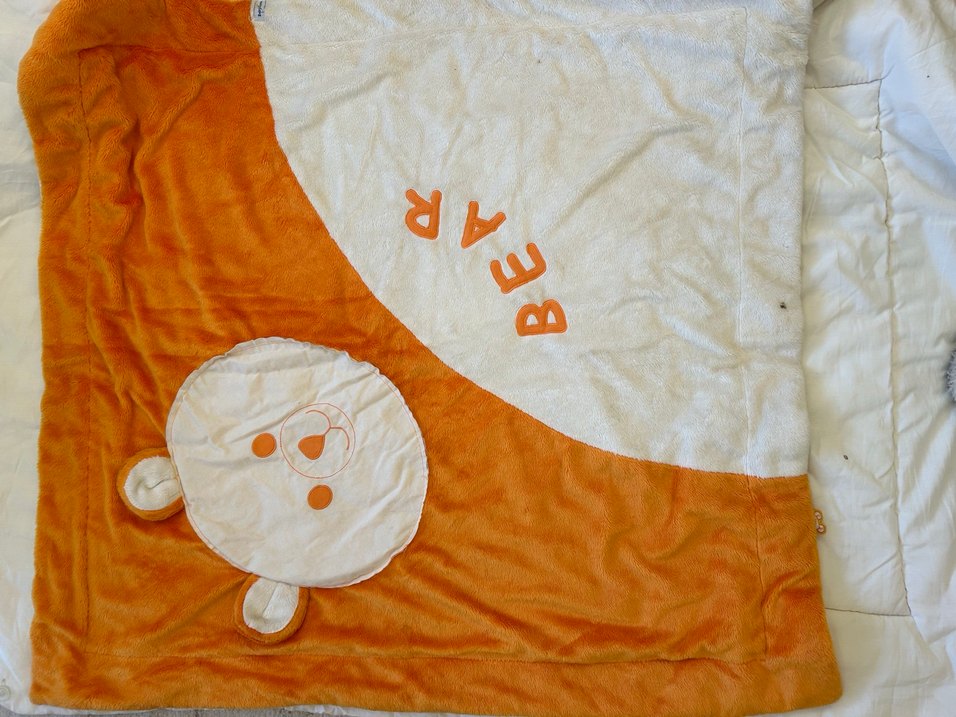 Nakışlı Turuncu Ayıcık Yastık ve Battaniye Seti - Görsel 3