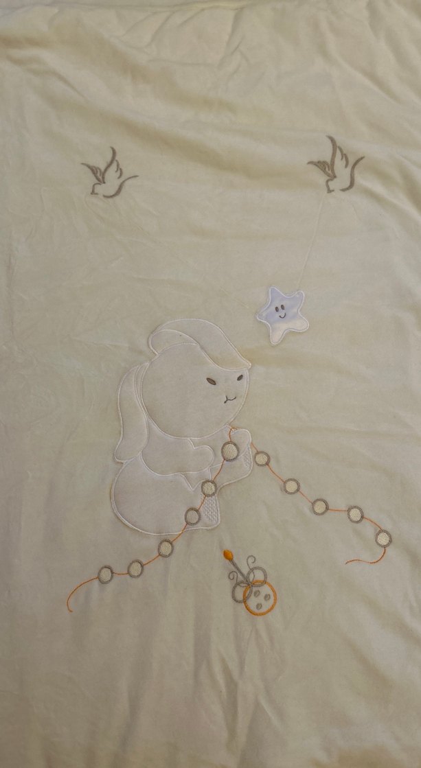 Nakışlı Beyaz Bebek Battaniyesi - Görsel 2