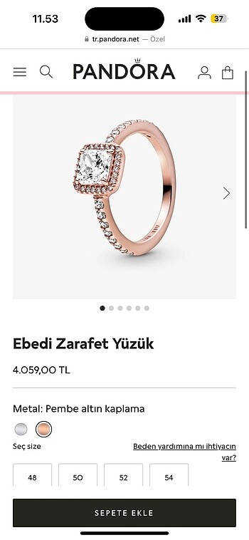 Pandora ebedi zarafet baget yüzük
