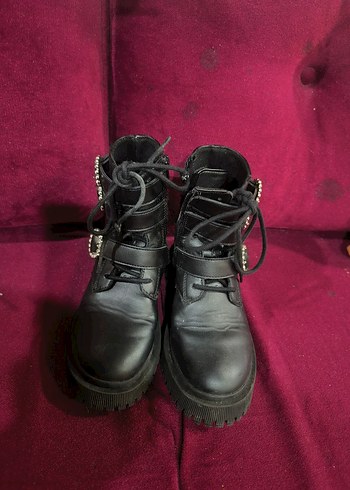 Tokalı Siyah Deri Platform Bot - Görsel 2