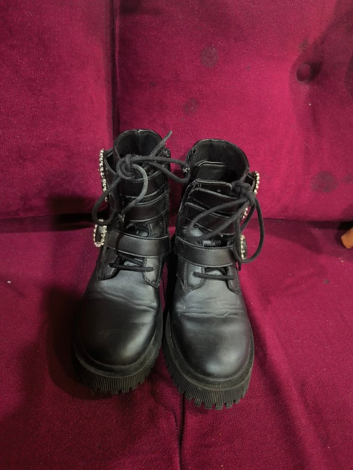 Tokalı Siyah Deri Platform Bot - Görsel 2