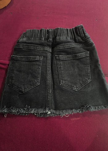 Kız Çocuk Siyah Düğmeli Denim Etek - Görsel 2